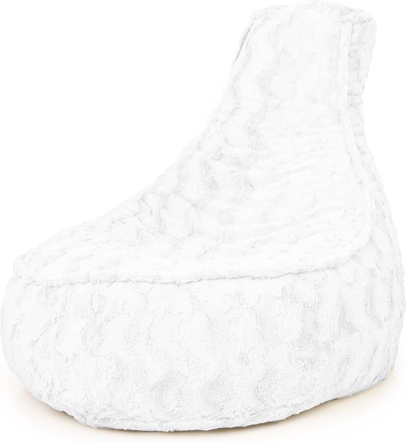 Drop & Sit zitzak stoel stijlvolle bontlook (faux) wit Noa JR 100 Liter