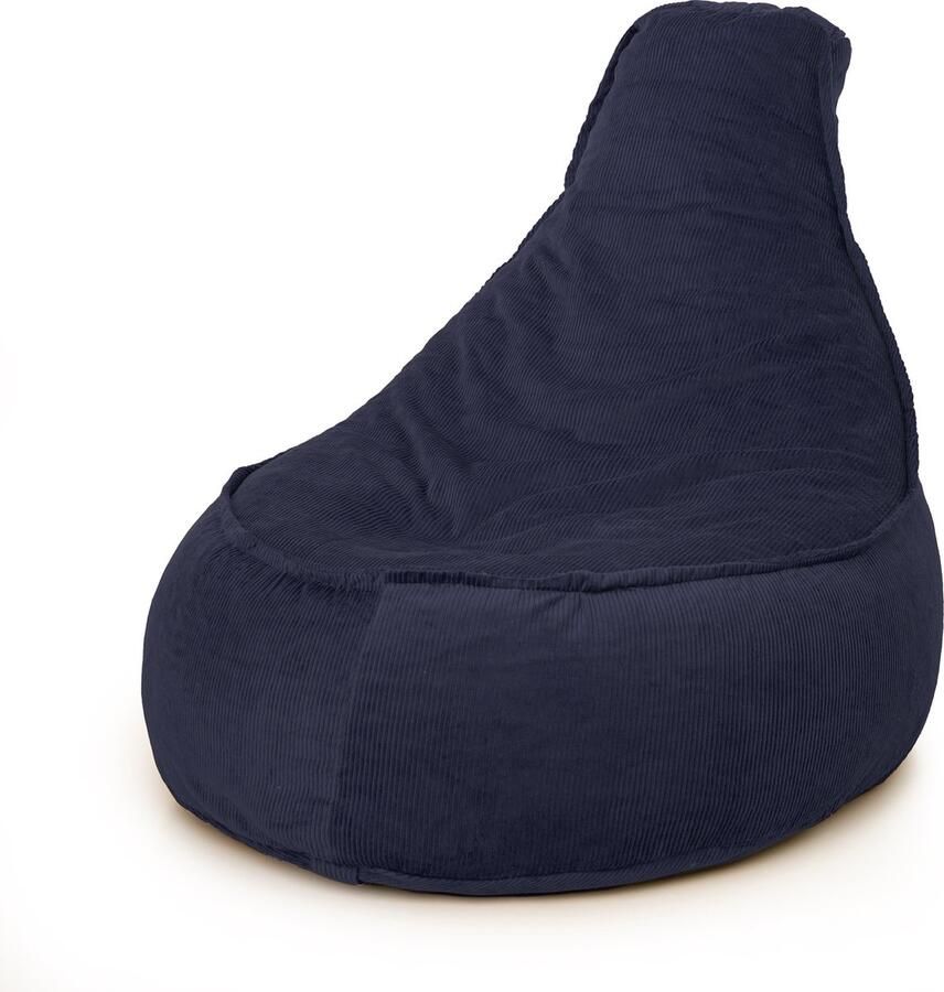 Drop & Sit zitzak stoel trendy rib (corduroy) donker blauw Noa JR 100 Liter