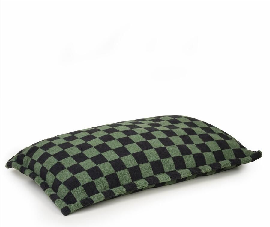 Drop & Sit zitzak zitkussen sfeervolle fijne teddy geblokt groen zwart 100 X 150 cm extra comfortabel en zacht