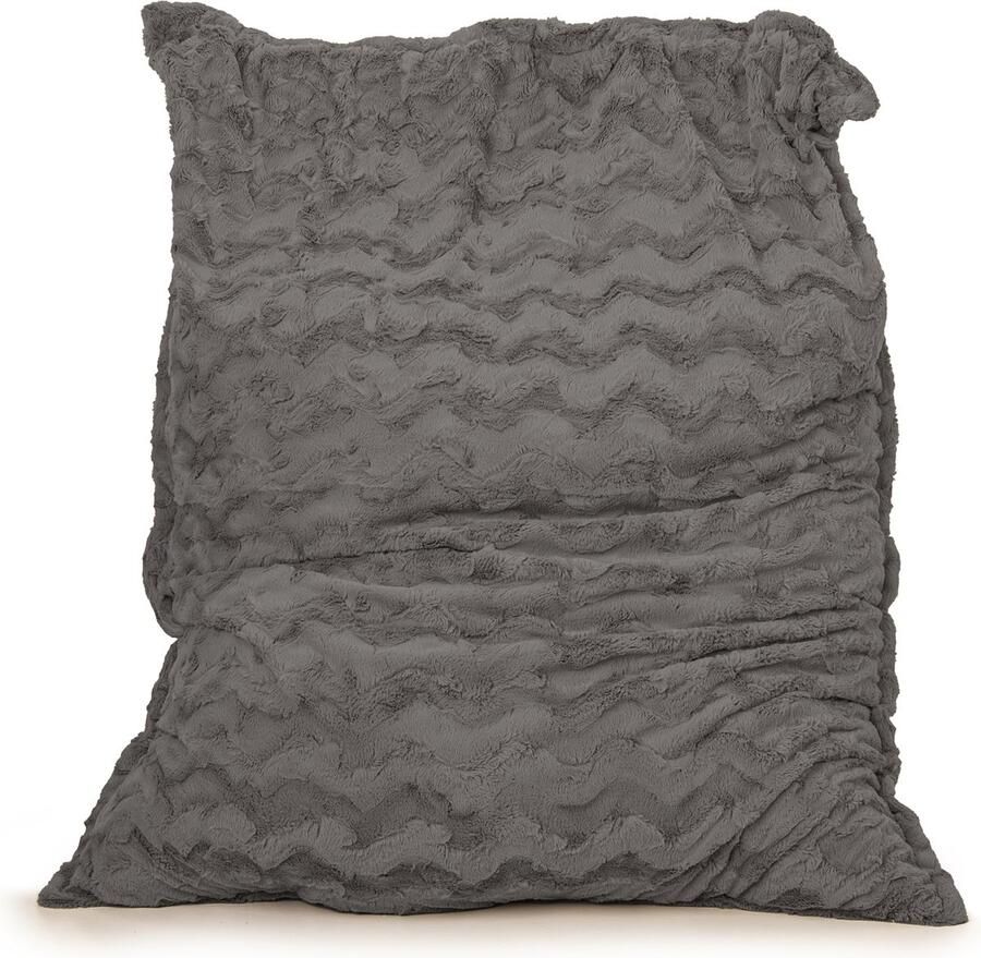 Drop & Sit zitzak zitkussen stijlvolle bontlook (faux) antraciet 100x 150 heerlijk zacht