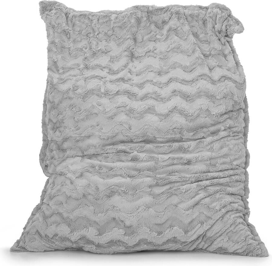 Drop & Sit zitzak zitkussen stijlvolle bontlook (faux) grijs 100x 150 heerlijk zacht