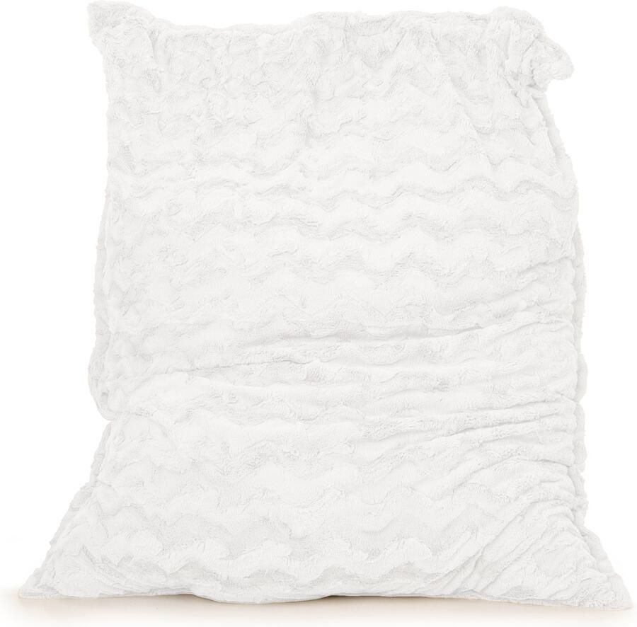 Drop & Sit zitzak zitkussen stijlvolle bontlook (faux) wit 100x 150 heerlijk zacht