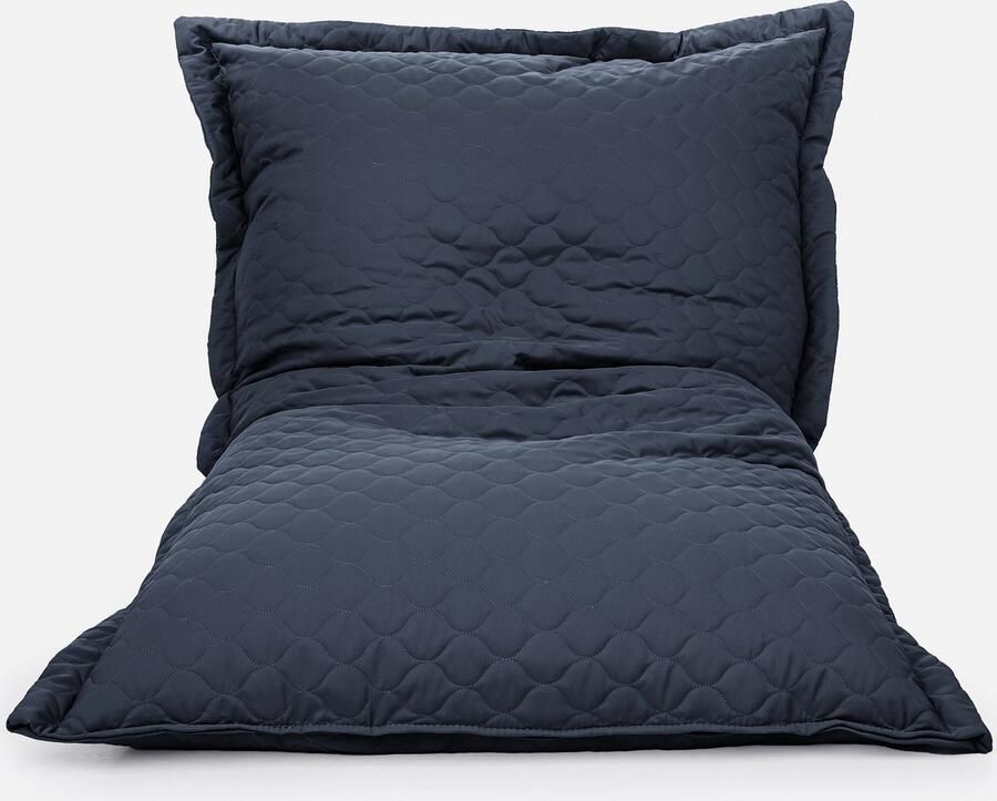 Drop & Sit zitzak zitkussen tijdloos gewatteerd nylon donkerblauw 100 X 150 cm