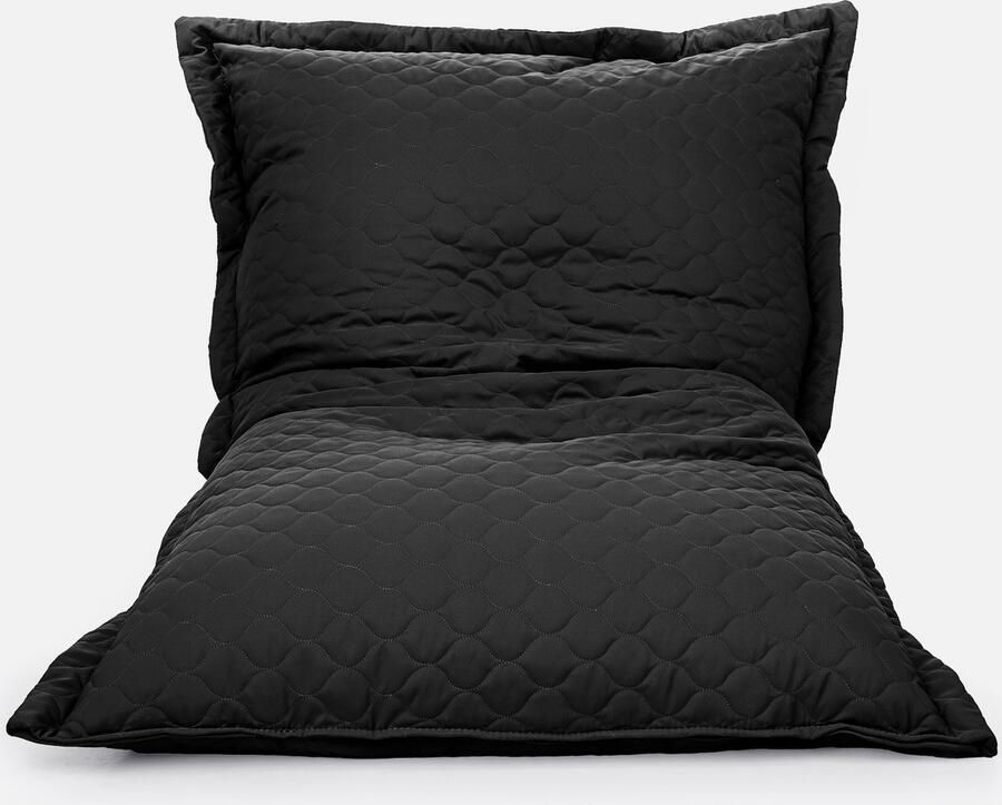 Drop & Sit zitzak zitkussen tijdloos gewatteerd nylon zwart 100 X 150 cm