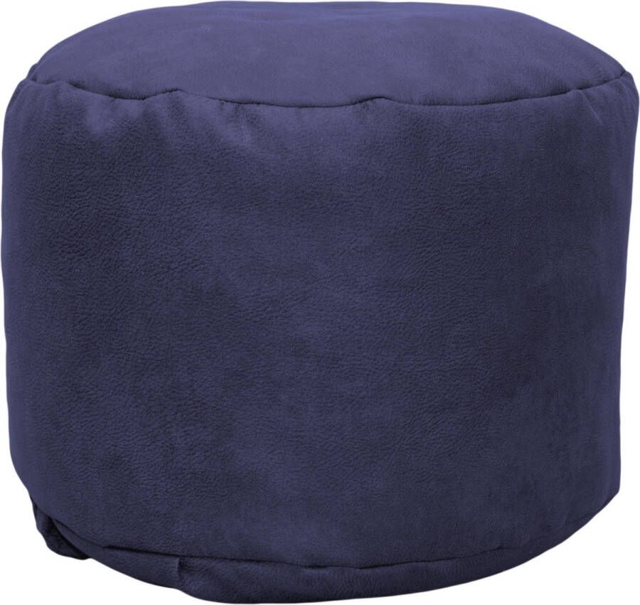 Drop & Sit Leather look poef Rond (50 x 50 x 42 cm) Donkerblauw
