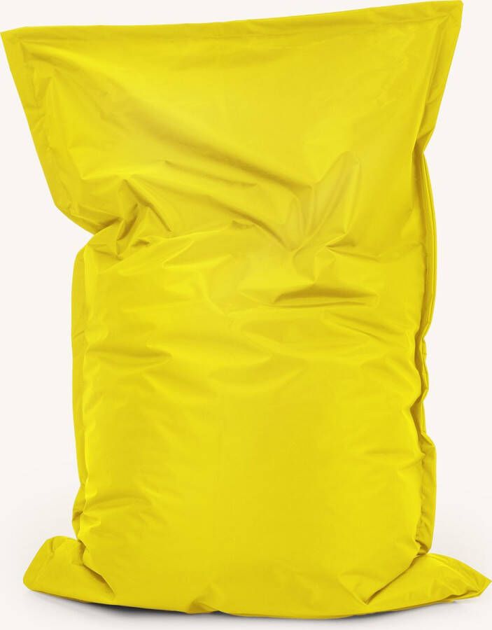 Drop & Sit zitzak zitkussen robuust nylon geel 100 X 150 cm voor binnen en buiten verkrijgbaar in verschillende kleuren handgemaakt in de Benelux