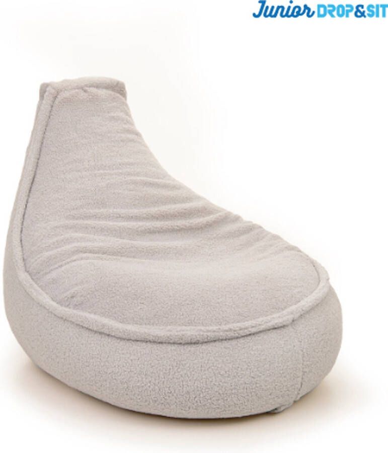 Drop & Sit Zitzak Kind Teddy Zitzak Stoel Junior 75 x 55 cm Beanbag Beige Zitzak met Vulling voor Binnen