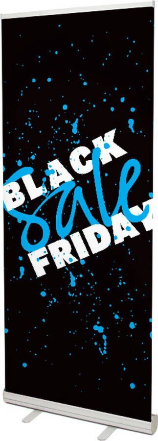 Dr.Sticker Black Friday Roll up 85 cm x 2 m Incl. Aluminium Cassette Zwart met Blauw en Wit Binnen en Buiten