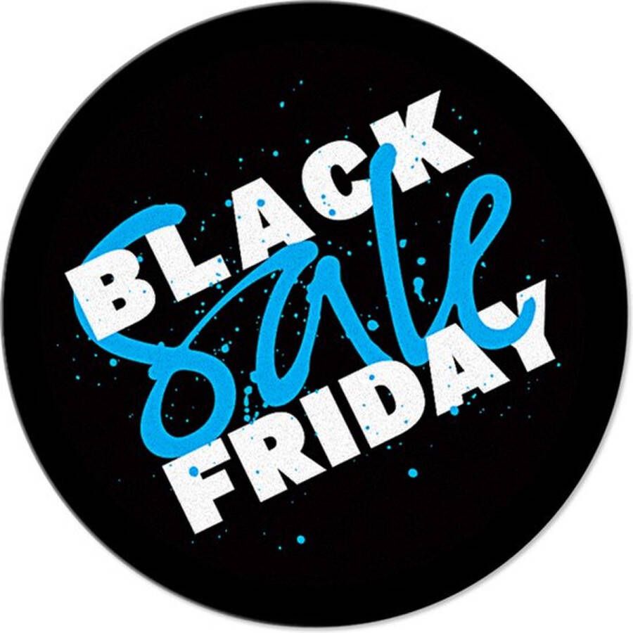 Dr.Sticker Black Friday Vloersticker Anti Slip 40 x 40 cm Zwart met Blauw en Wit Vinyl Vloercirkel