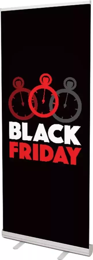 Dr.Sticker Black Friday Roll up 85 cm x 2 m Incl. Aluminium Cassette Zwart met Rood en Wit Binnen en Buiten