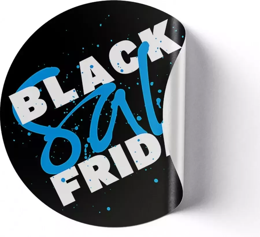 Dr.Sticker Black Friday Vloerzeil Anti Slip Herbruikbaar 40 x 40 cm Zwart met Blauw en Wit Vinyl Vloercirkel