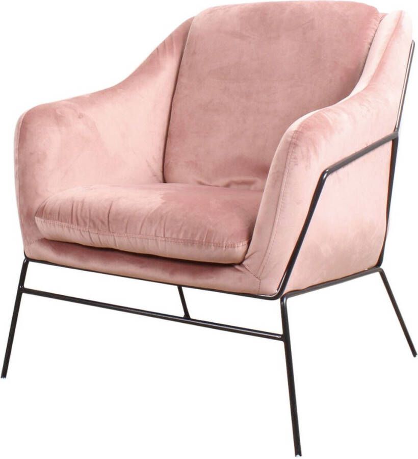 DS4U Antonio fauteuil sofa industrieel velvet velours fluweel zwart metaal staal vintage roze met armleuning - Foto 1