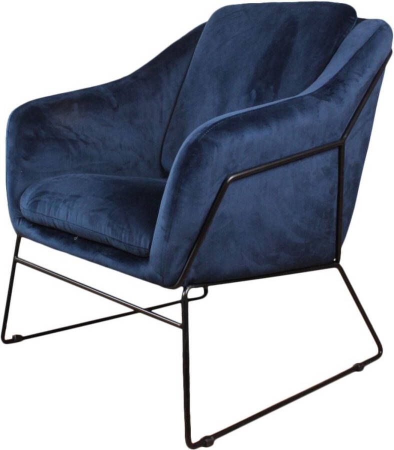 DS4U Antonio fauteuil sofa velvet velours fluweel stof donkerblauw met armleuning - Foto 2