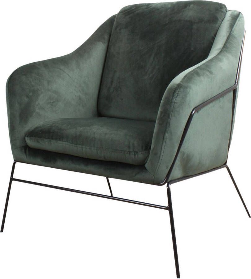 DS4U Antonio fauteuil sofa industrieel velvet velours fluweel zwart metaal staal vintage groen met armleuning