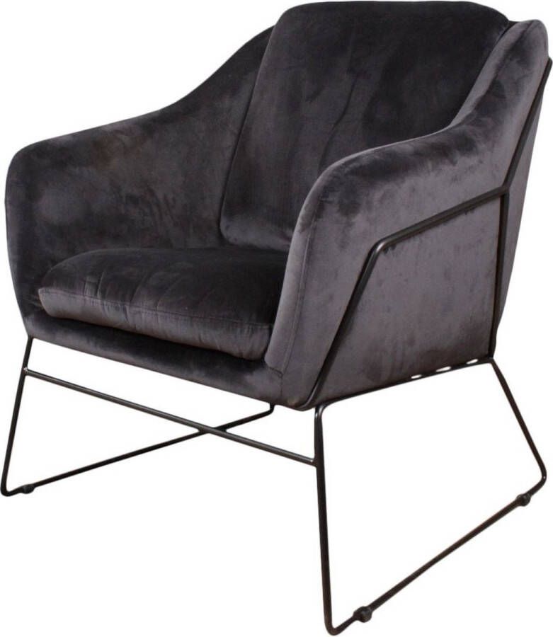 DS4U Antonio fauteuil sofa velvet velours fluweel stof zwart met armleuning