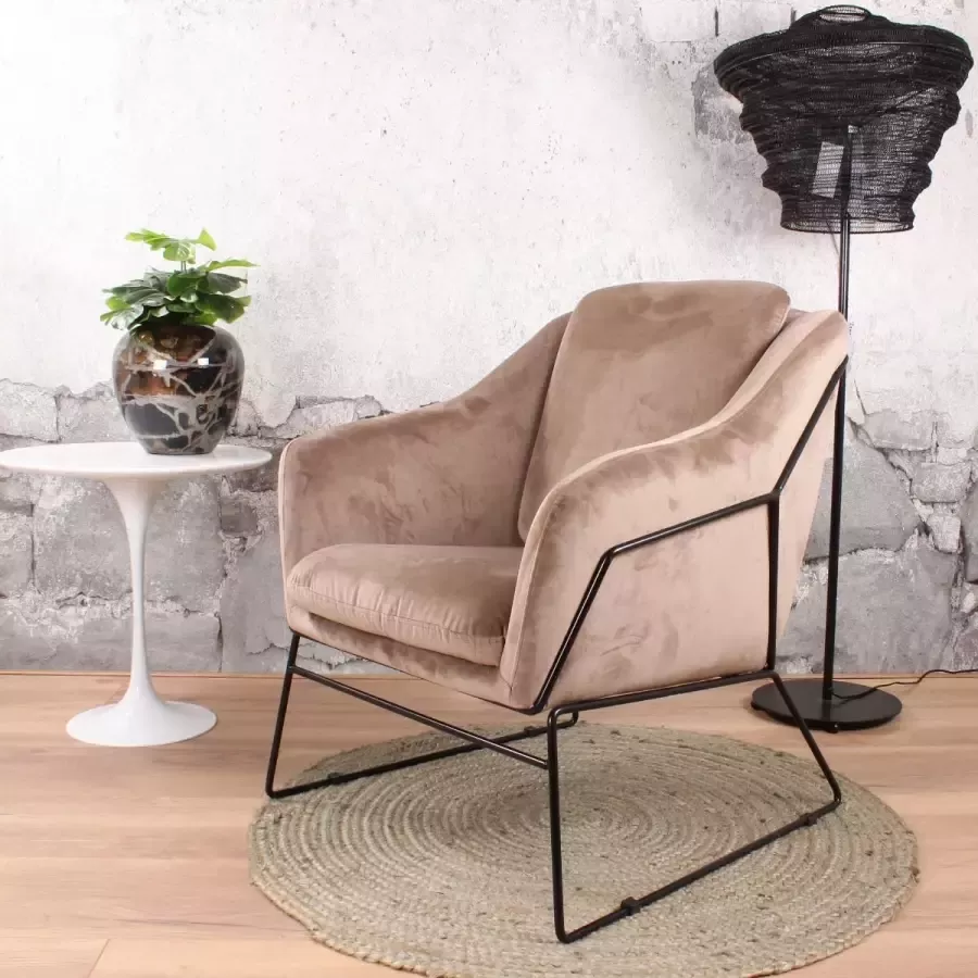 DS4U Antonio Fauteuil Velvet Champagne Stijlvol Luxueus en Trendy Zacht Velvet Bekleding voor een Elegant Uiterlijk Comfortabel Dik Zitkussen en Armleuningen Geschikt voor Woonkamer Slaapkamer en Hal Zeer Scherp Geprijsd - Foto 2