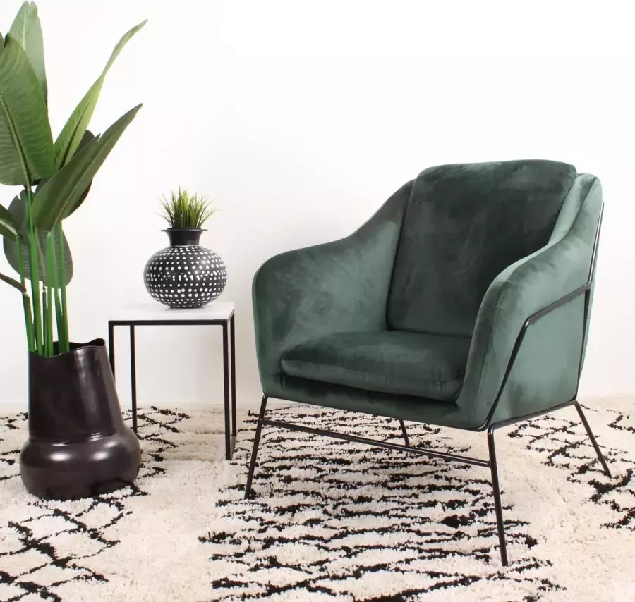 DS4U Antonio fauteuil sofa industrieel velvet velours fluweel zwart metaal staal vintage groen met armleuning - Foto 2