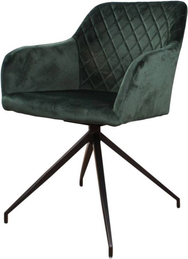 DS4U armstoel Romy stoel velvet velours draaibaar fluweel groen zwart metaal - Foto 2
