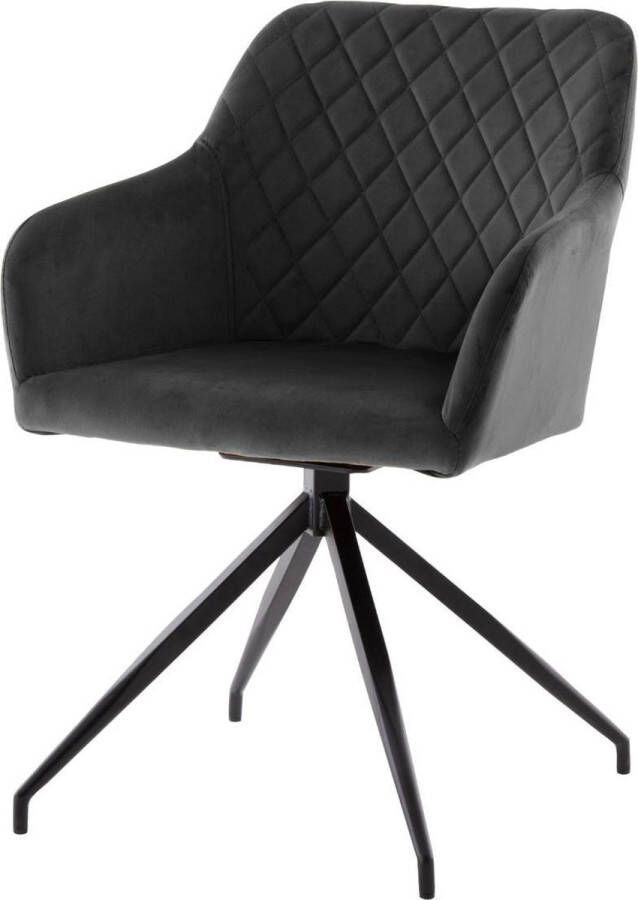 DS4U armstoel Romy stoel velvet velours draaibaar fluweel zwart metaal