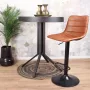 DS4U barkruk City barstoel industrieel PU leer kunstleer metaal cognac vintage bruin met rugleuning in hoogte verstelbaar - Thumbnail 1
