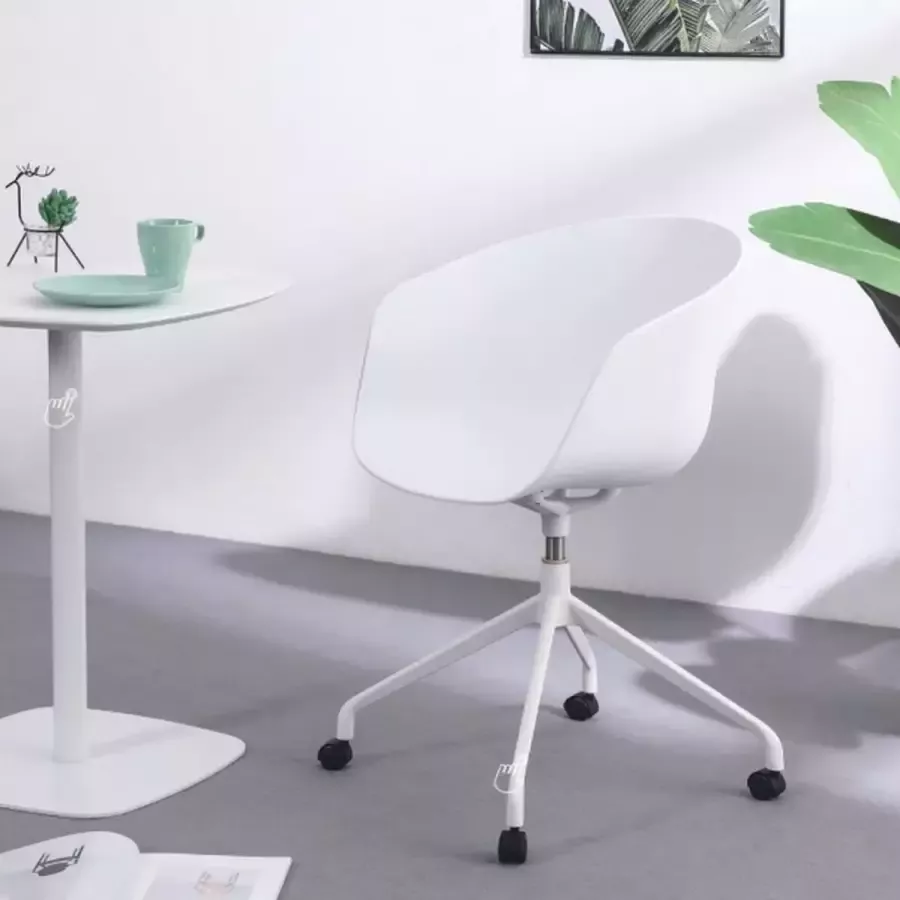 DS4U Bay bureaustoel design bureaustoel kuipstoel kunststof met wieltjes met armleuning wit draaibaar - Foto 1