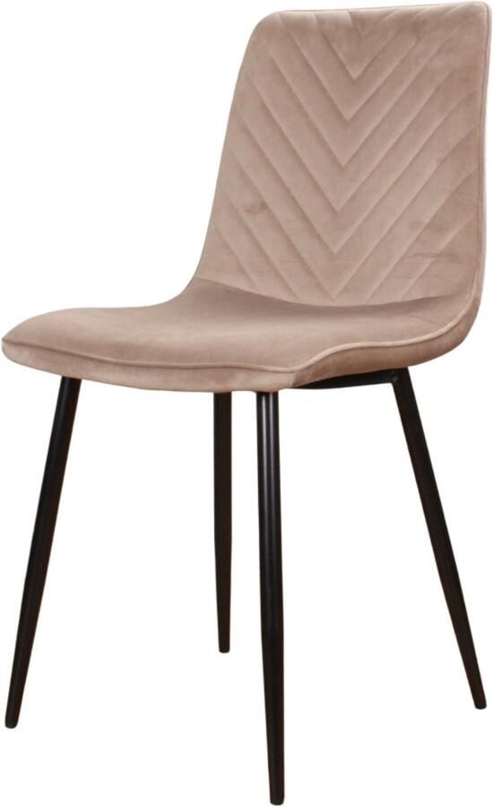 DS4U Eetkamerstoel Gaby stoel industrieel velvet velours fluweel champagne zwart metaal set van 2 - Foto 2