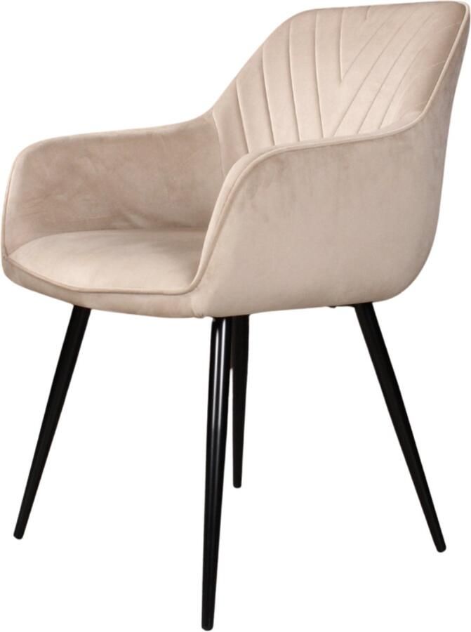 DS4U Gaby Armstoel Velvet Champagne Luxe en Comfortabele Zitstoel met strakke Afwerking