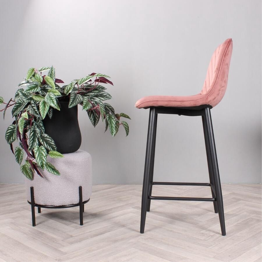 DS4U Gaby barkruk velvet 65 cm 2.0 roze