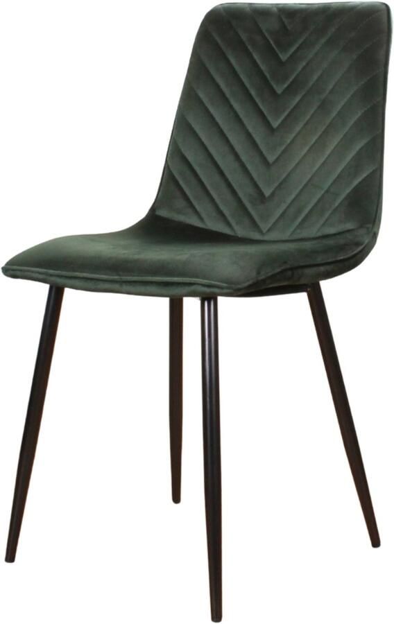 DS4U Gaby eetkamerstoel Velvet Groen Luxe design Comfortabel zitvlak Stijlvolle toevoeging aan uw interieur set van 4 - Foto 2