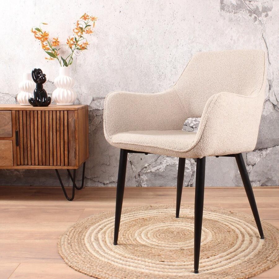 DS4U Lenon eetkamerstoel bouclé 2.0 beige