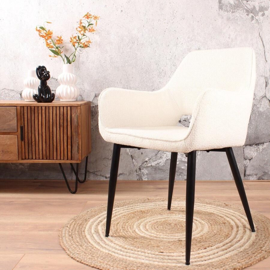 DS4U Lenon eetkamerstoel bouclé 2.0 ivoor