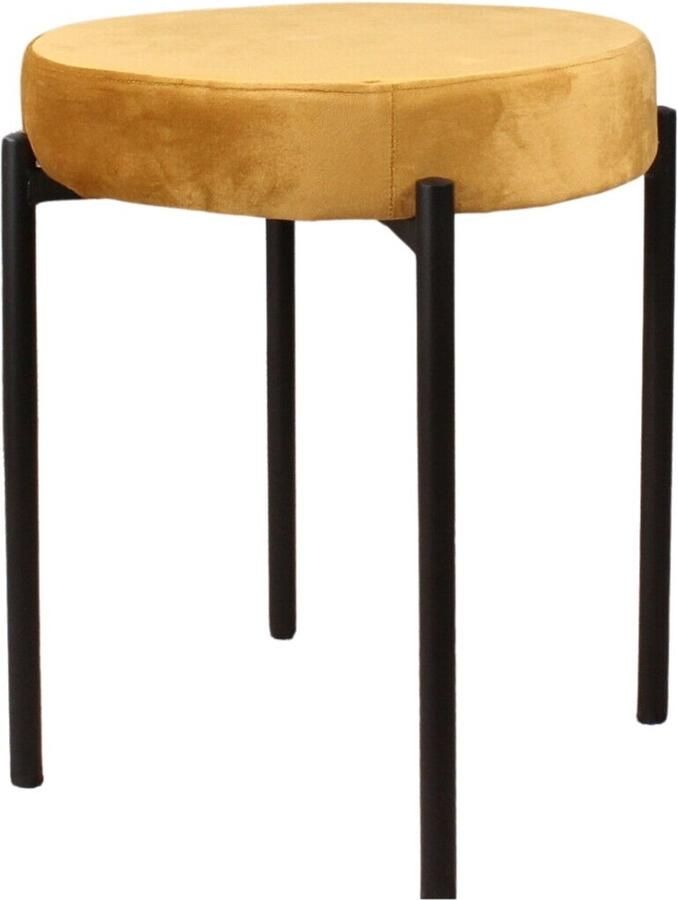 DS4U Mika kruk poef hocker velvet velours stof goud geel - Foto 2