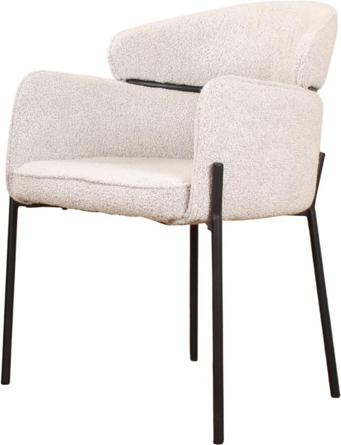 DS4U Mira eetkamerstoel bouclé beige (Set van 2)