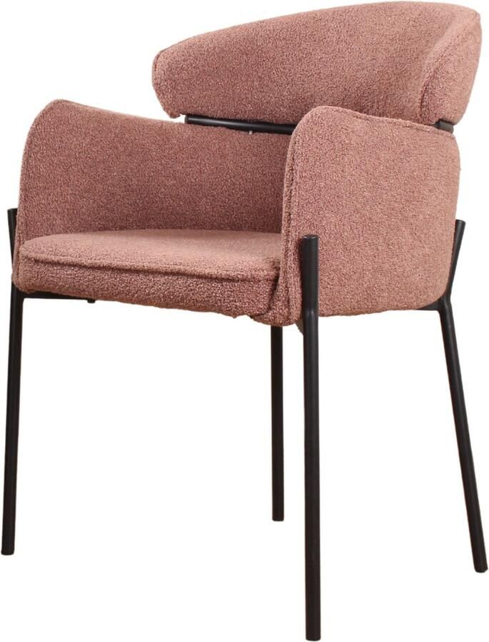 DS4U Mira eetkamerstoel bouclé roestbruin (Set van 2)