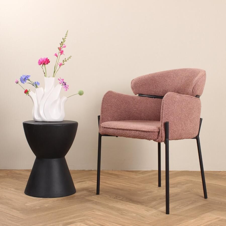 DS4U Mira eetkamerstoel bouclé roestbruin (Set van 2) - Foto 2