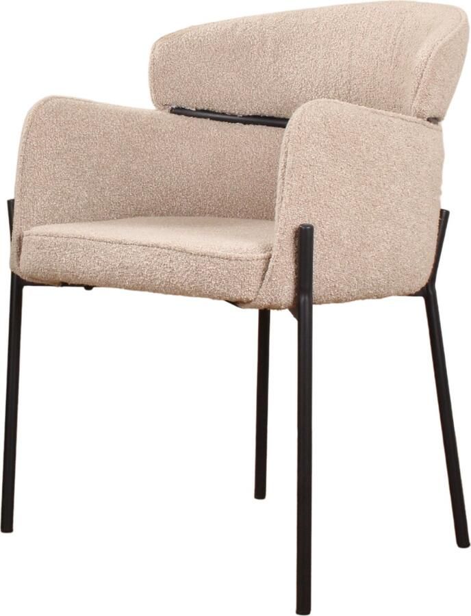 DS4U Mira eetkamerstoel bouclé zand (Set van 2)