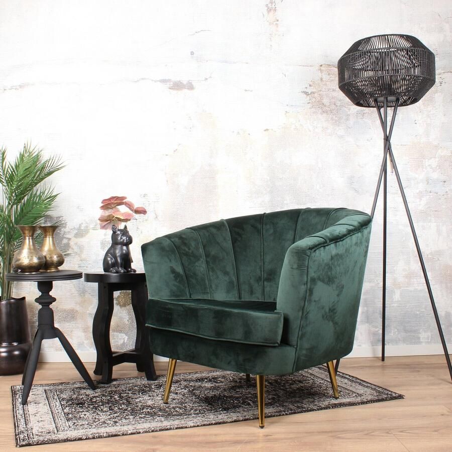 DS4U Norah Fauteuil Velvet Donkergroen Comfortabel en stijlvol Perfect voor elke woonruimte