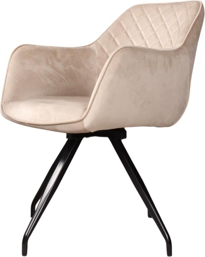 DS4U Romy 2.0 armstoel velours champagne comfortabel en stijlvolle stoel voor in huis draaibare eetkamerstoel