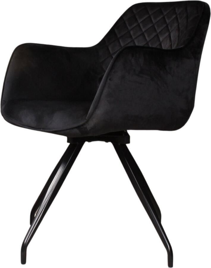 DS4U Romy 2.0 armstoel velours zwart comfortabel en stijlvolle stoel voor in huis draaibare eetkamerstoel