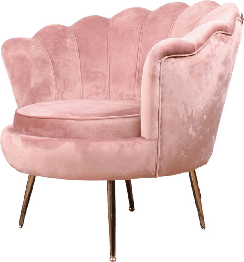 DS4U fauteuil Feliz stoel lounge stoel velvet velours fluweel met armleuning roze - Foto 1