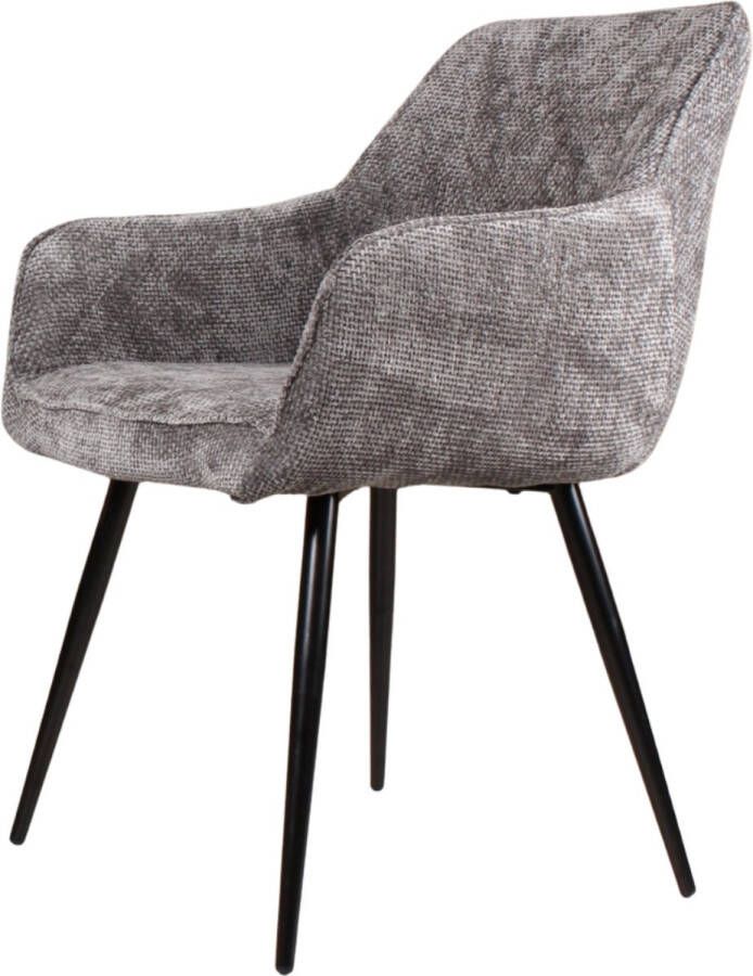 DS4U Flavio Armstoel Donkergrijs Stijlvolle kuipstoel met armleuning Comfortabele donkergroene zitting Zwarte metalen poten Inclusief ruitpatroon in de rugleuning Ideaal voor in de eetkamer - Foto 2