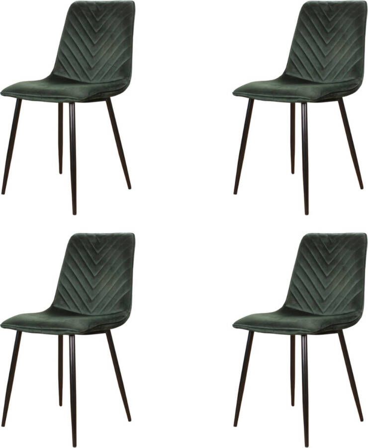 DS4U Gaby eetkamerstoel Velvet Groen Luxe design Comfortabel zitvlak Stijlvolle toevoeging aan uw interieur set van 4