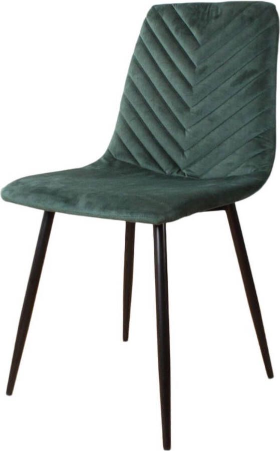 DS4U Gaby eetkamerstoel Velvet Groen Luxe design Comfortabel zitvlak Stijlvolle toevoeging aan uw interieur set van 4 - Foto 2