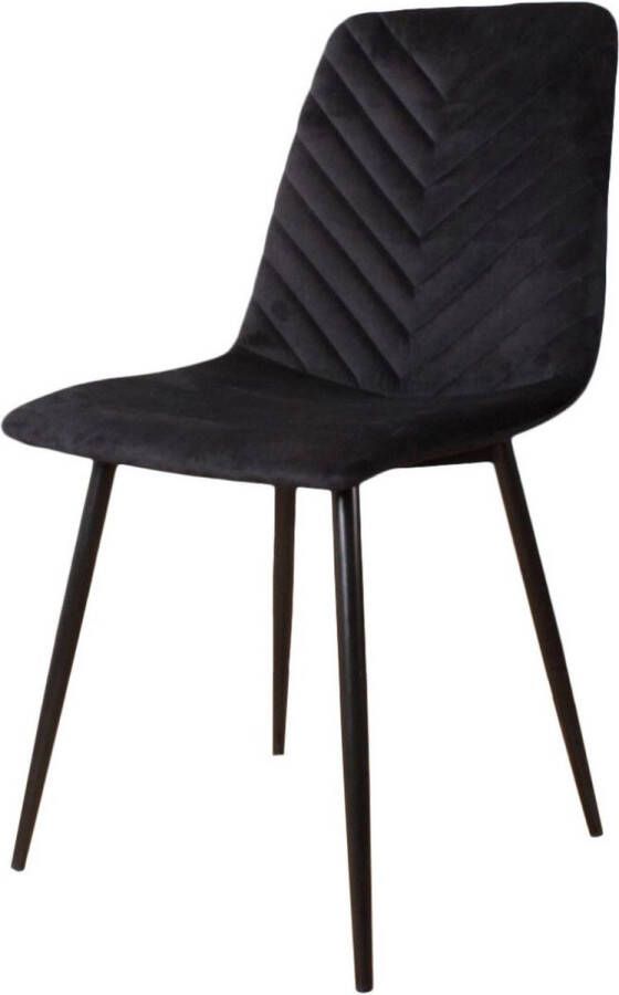DS4U Gaby eetkamerstoel Velvet Zwart Luxe design Comfortabel zitvlak Stijlvolle toevoeging aan uw interieur set van 4 - Foto 2