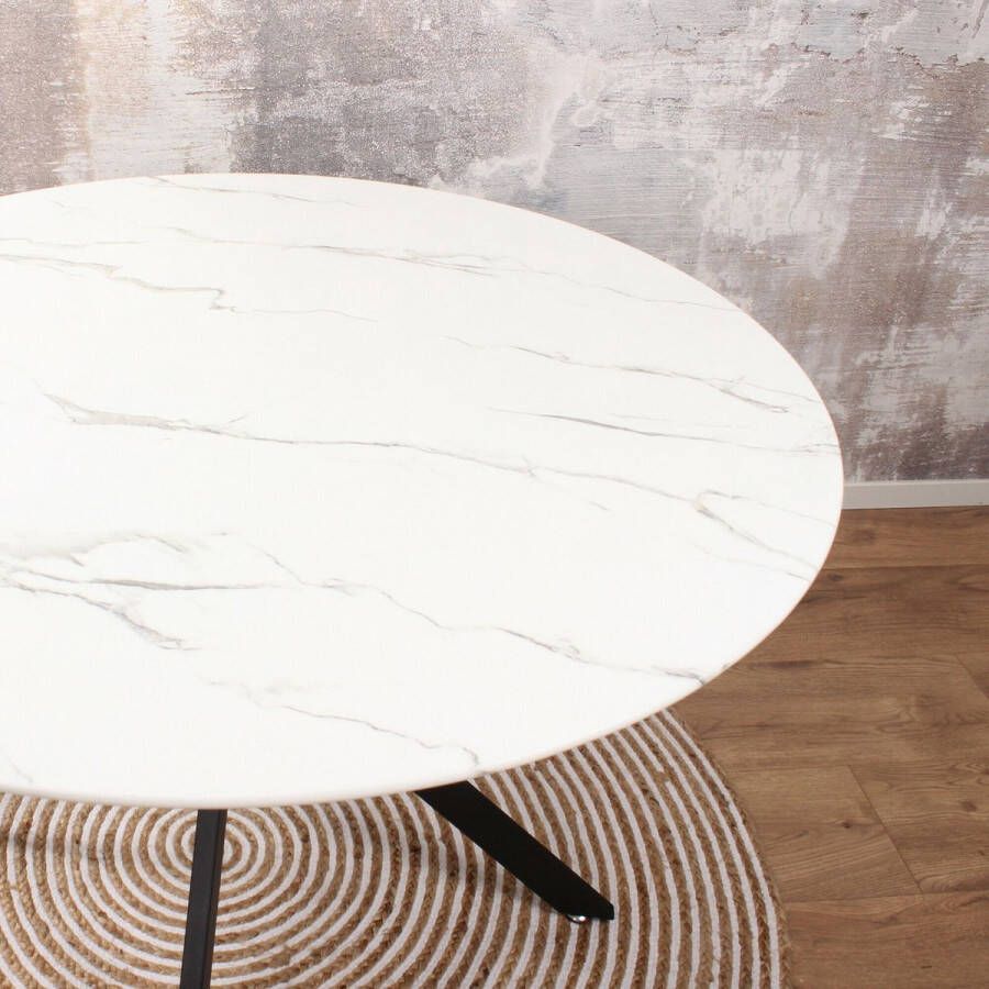 DS4U Gino eettafel marmerlook 120cm wit