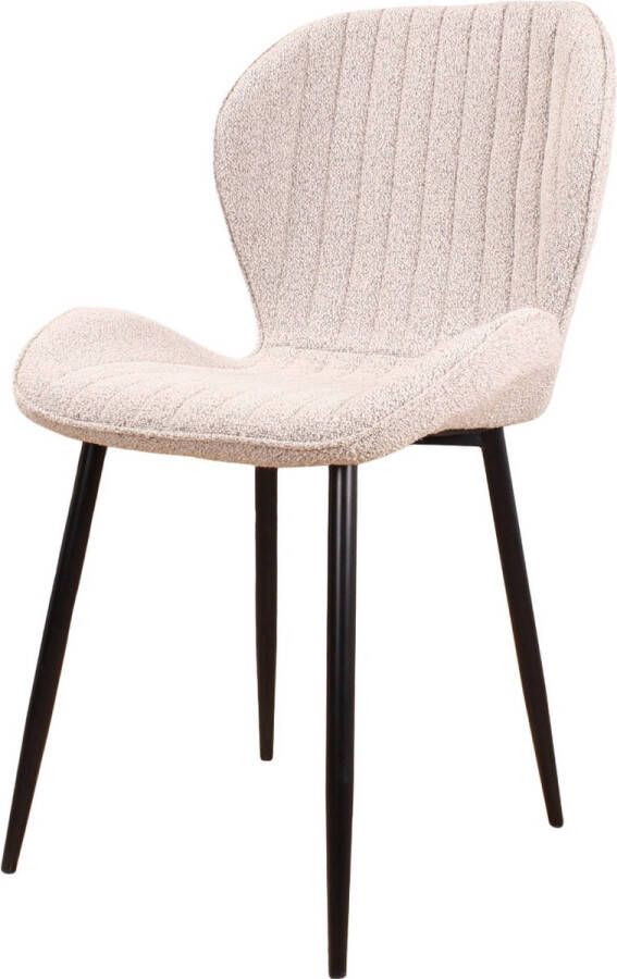 DS4U Giulia Eetkamerstoel Bouclé Beige Tijdloos Design Comfortabele Kuipzitting Zachte Bouclé Stof Chique Uitstraling Verkrijgbaar in 3 Kleuren Eetkamer Stoel Stevig Metalen Onderstel Geschikt voor Thuis Horeca en Kantoor - Foto 2