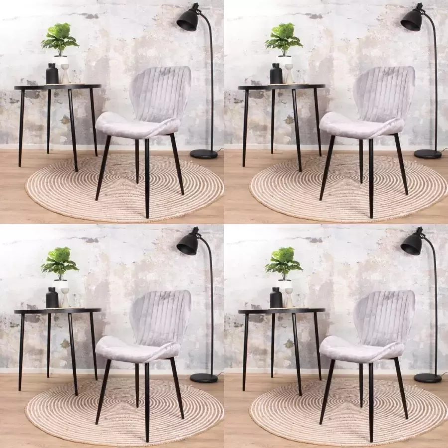 DS4U Giulia eetkamerstoel velvet stoel velours grijs set van 4