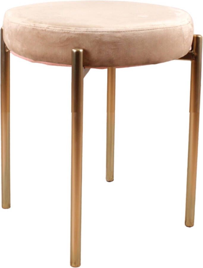 DS4U Mika velvet kruk champagne met goud onderstel