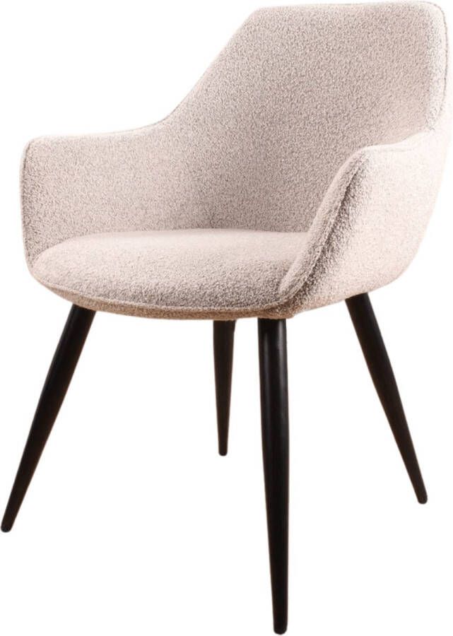 DS4U Ravi Eetkamerstoel 2.0 Bouclé Beige Stijlvolle Comfort Stoel voor Lange Diners en Gezellige Avonden Past Perfect in Scandinavisch Tijdloos en Modern Interieur Zachte en Luxueuze Uitstraling