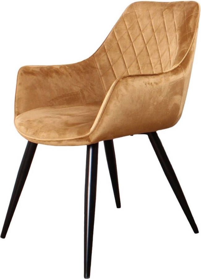 DS4U Ravi eetkamerstoel 2.0 kuipstoel stoel industrieel met armleuning velvet velours fluweel stof goud geel - Foto 3